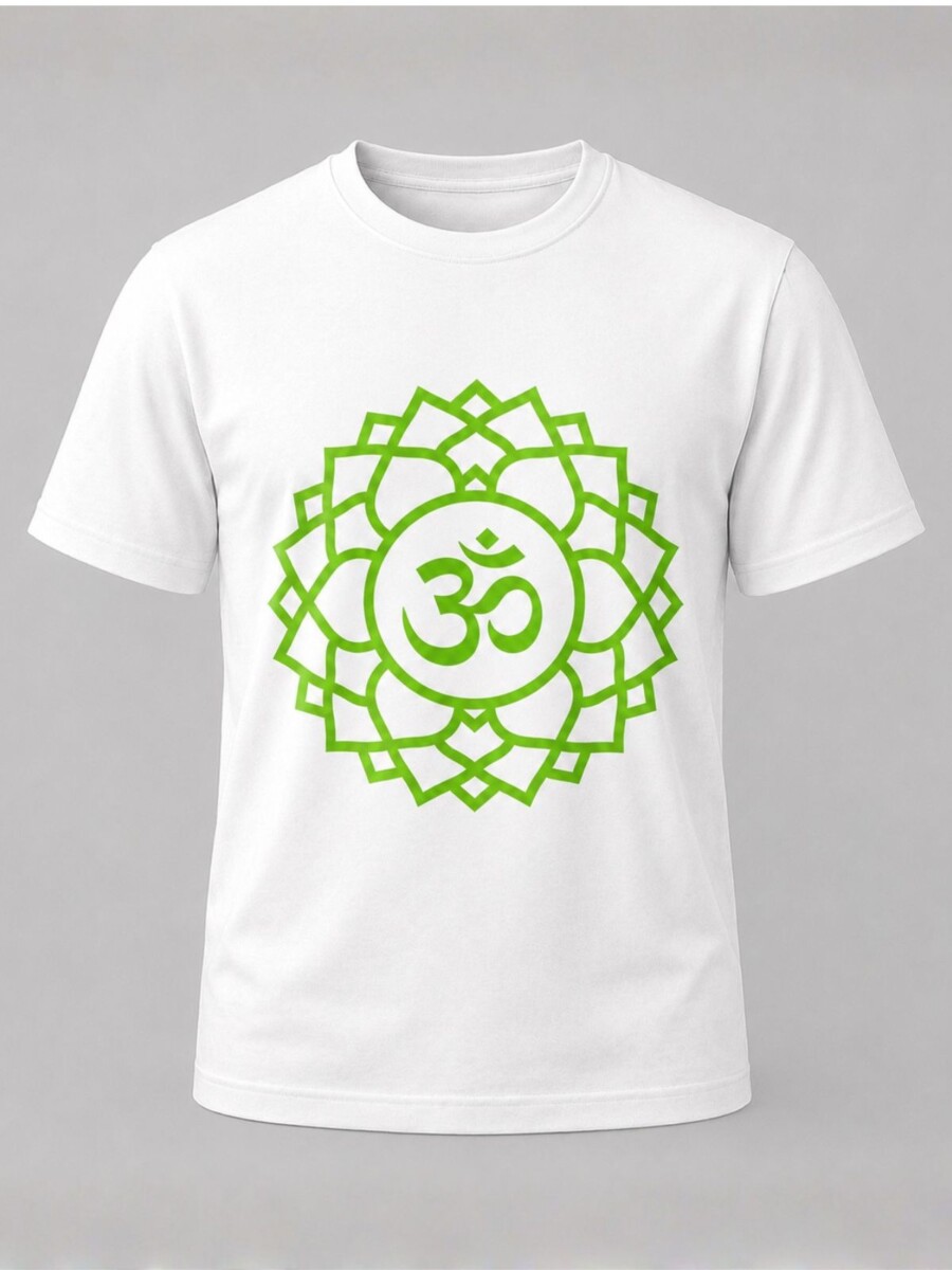 NDR SPORT white Chakra Yoga T-Shirt with green Crown chakra (Sahastrara) symbol design for International Yoga Day